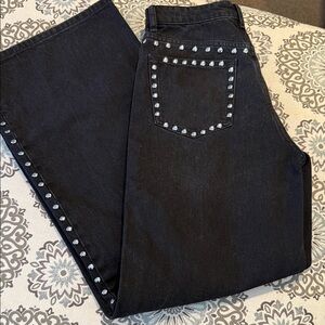 Reformation Black Studded Straight Leg Jeans size 27